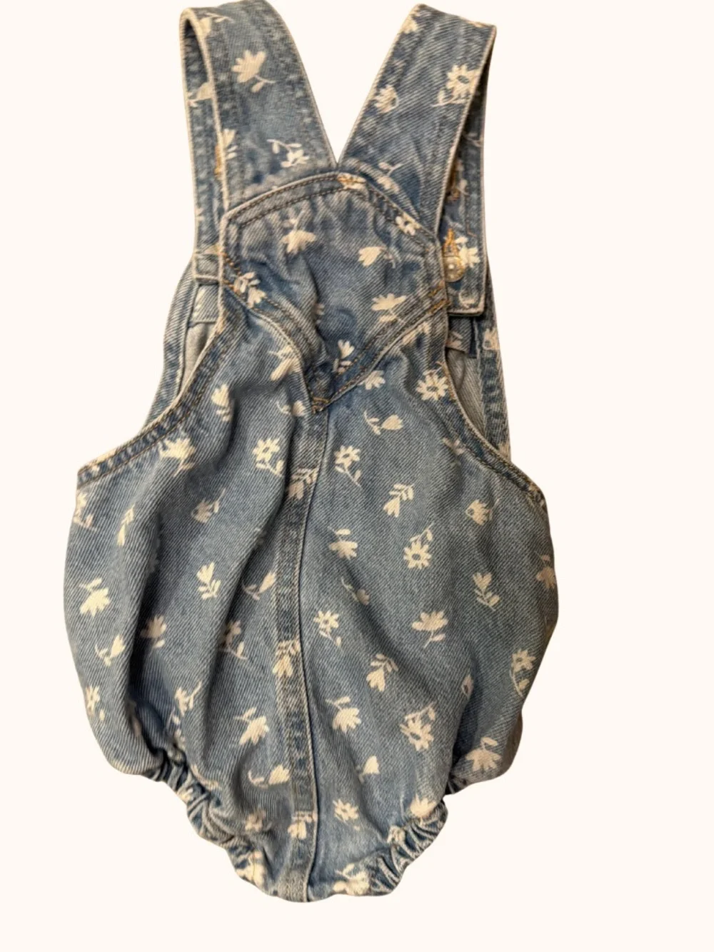 Old Navy Blue Floral Denim Baby Overalls